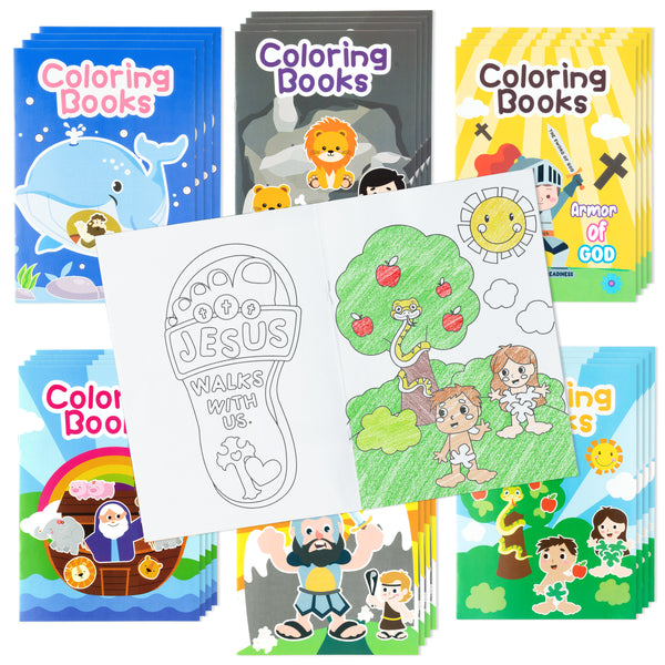 Zainpe 24Pcs Christian Bible Stories Coloring Books for Kids Easter DIY Art Drawing Book with Jesus Noah's Ark Crosses Pattern Color Booklet for School Classroom Rewards Party Favors Supplies
