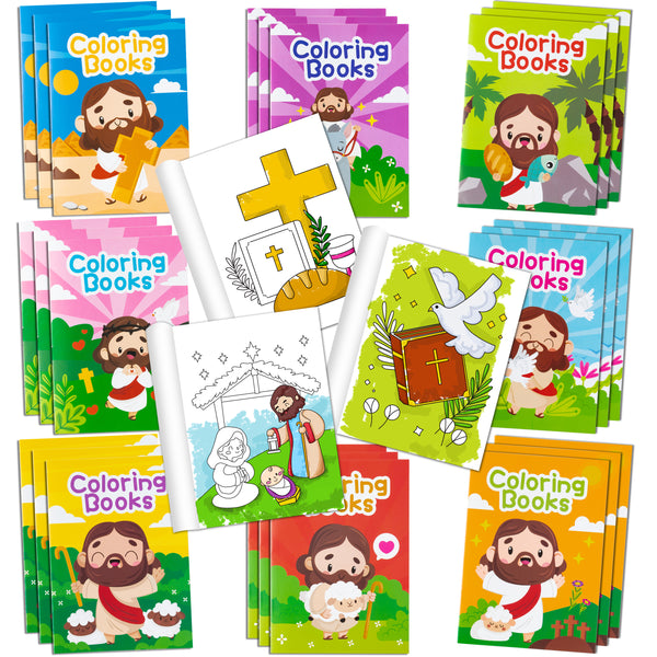 Zainpe 24Pcs Christian Bible Coloring Books for Kids Bible Stories Study Theme DIY Art Drawing Book with Jesus Noah's Ark Pattern Color Booklet Party Favors Birthday Gift Goodie Bag Filler