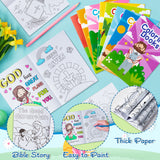 Zainpe 24Pcs Christian Bible Coloring Books for Kids Bible Stories Study Theme DIY Art Drawing Book with Jesus Noah's Ark Pattern Color Booklet Party Favors Birthday Gift Goodie Bag Filler