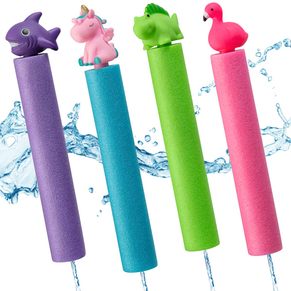 Zainpe 4Pcs Foam Water Guns Flamingo Water Soakers Unicorn Lightweight Water Blaster for Summer Beach Party Swimming Pool Water Squirt Shooter Toy 30 Feet Range Water Pistol for Outdoor Game Kids