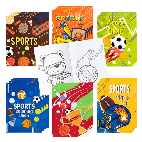 Zainpe 24Pcs Sports Coloring Books for Kids DIY Art Drawing Book with Football Rugby Baseball Basketball Patterns Color Booklets for Boy Girl Birthday Party Favors Gifts Classroom Activities Supplies