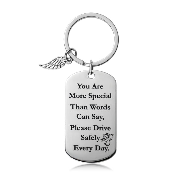 Zainpe 2Pcs Drive Safe Keychain Gifts for Husband Dad Boyfriend Trucker New Driver Keyring for Birthday Christmas Valentine’s Day You Are More Special Than Words Can Say, Please Drive Safely Every Day