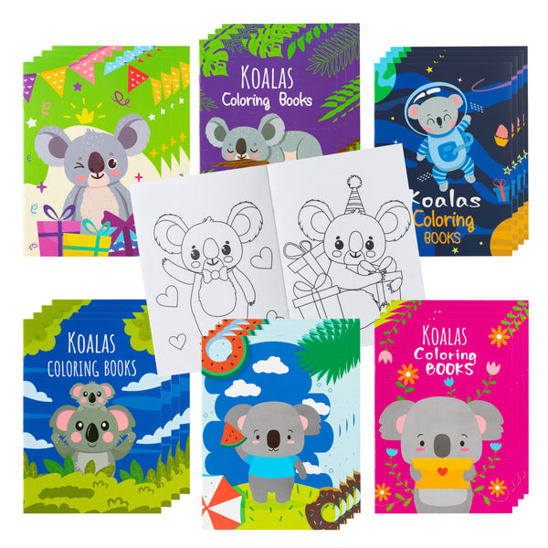 Zainpe 24Pcs Koalas Coloring Books for Kids DIY Art Drawing Book with Space Stars Watermelon Rainbow Patterns Color Booklets for Birthday Party Favor School Classroom Home Rewards Goodie Bag Filler