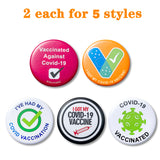 Zainpe 10Pcs Vaccine Button Pins by I Got My COVID-19 Vaccine Vaccinated Against Covid 19 Recipient Notification CDC Encouraged Public Health and Clinical Pinback Button Badges Vaccinated for Virus Pin 5 Styles
