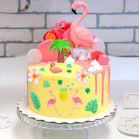 Zainpe 13Pcs Hawaiian Tropical Cake Decoration Flamingo Fondant Molds Pineapple Rain Forest Leaves Tree Theme Candy Chocolate Mold Cupcake Kitchen DIY Baking Tool for Summer Beach Party Supplies