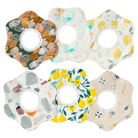 Zainpe 6Pcs 360° Rotate Baby Bibs Waterproof Snap Baby Bib Summer Shell Starfish Lemon Cotton Absorbent Feeding Burp Cloth for Unisex Infant Newborn 0-12 Months Boys Girls Drooling Teething Toddler