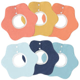 Zainpe 6Pcs 360° Rotate Baby Bibs Waterproof Snap Baby Bib Solid Colors Blue Orange Cotton Absorbent Feeding Burp Cloth for Unisex Newborn Infant 0-12 Months Boys Girls Drooling Teething Toddler