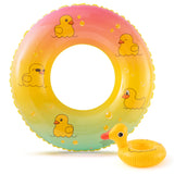 Zainpe Inflatable Duck Pool Float with Drink Holder, Yellow Inflation Swimming Ring Summer Outdoor Water Lounge Inflatable Raft Tube Fun Beach Floaties Vinyl Swim Floaty Pool Toys for Kids Adults