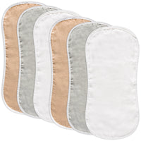 Zainpe 6Pcs Muslin Baby Burp Cloths White Grey Brown Cotton Soft Burping Cloths with 6 Absorbent Layers Drooling Bib Newborn Towel for Infant Toddler Boy Girl Feeding Teething Sleeping 19.7 X 10.6 in