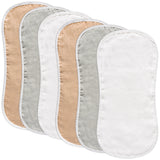 Zainpe 6Pcs Muslin Baby Burp Cloths White Grey Brown Cotton Soft Burping Cloths with 6 Absorbent Layers Drooling Bib Newborn Towel for Infant Toddler Boy Girl Feeding Teething Sleeping 19.7 X 10.6 in