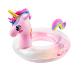 Zainpe Unicorn Inflatable Pool Float with Glitters Gradient Pink Inflation Swimming Ring Summer Outdoor Water Lounge Inflatable Raft Tube Fun Beach Floaties Vinyl Swim Floaty Pool Toys for Kids Adults