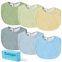 Zainpe 6Pcs Muslin Cotton Back Snap Baby Bibs Winter Christmas Blue Green Soft Waterproof Infant Bibs Adjustable Absorbent Saliva Towels for Boy Girl Newborn Toddler Feeding Teething  0-36 Months