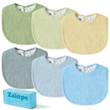 Zainpe 6Pcs Muslin Cotton Back Snap Baby Bibs Winter Christmas Blue Green Soft Waterproof Infant Bibs Adjustable Absorbent Saliva Towels for Boy Girl Newborn Toddler Feeding Teething  0-36 Months