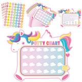 Zainpe 15Pcs Unicorn Potty Training Chart for Kids Unicorn-shaped Potty Chart with Rainbow Meteor Star Stickers Pink Toilet Training Reward Chart Develop Toileting Habit for Toddlers Boys Girls