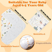 Zainpe 4Pcs Muslin Baby Hooded Towel & Washcloth Set Fox Pattern Soft Absorbent Cotton Bath Hood Towels for Newborn Toddlers Essentials Boys Girls Infant Shower Gift 31.5 x 31.5 in
