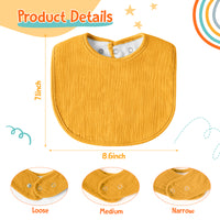 Zainpe 6Pcs Muslin Cotton Back Snap Baby Bibs Yellow Soft Waterproof Infant Bibs Adjustable Absorbent Winter Christmas Gift Saliva Towels for Boy Girl Newborn Toddler Feeding Teething 0-36 Months