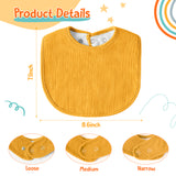 Zainpe 6Pcs Muslin Cotton Back Snap Baby Bibs Yellow Soft Waterproof Infant Bibs Adjustable Absorbent Winter Christmas Gift Saliva Towels for Boy Girl Newborn Toddler Feeding Teething 0-36 Months