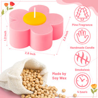 Zainpe Daisy Flower Pink Scented Candle Gift Danish Pastel Room Aesthetic Decor Pine Fragrance Candles Handmade Natural Soy Wax Aromatherapy Candle for Women Home Bedroom Party Supplies 2.8 x 1.2 In