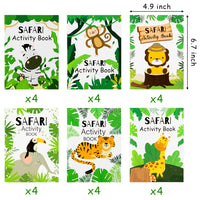 Zainpe 24Pcs Safari Animals Activity Coloring Game Books Jungle Lion Elephant Tiger Pattern DIY Art Drawing Book Maze Crossword Dot to Dot Color Game Booklets Kids Party Favors Goodie Bag Gift Filler