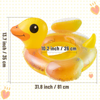Zainpe Duck Inflatable Pool Float with Baby Safety Seat, Yellow Inflation Swimming Ring with Glitters Outdoor Water Lounge Inflatable Raft Tube Fun Beach Floaty Toy for Infant Toddlers Kids Children