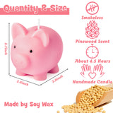 Zainpe Piggy Bank Shaped Pink Candle Gift Pine Fragrance Natural Soy Wax Handmade Aromatherapy Candle Home Aesthetic Decor Desk Decoration for House Room Bedroom Party Supplies