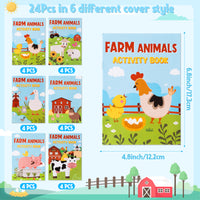 Zainpe Activity Coloring Books for Kids - 24Pcs Farm Animals Fun Game Book with Cows Chickens Duck Sheep Pattern Maze Crossword Dot to Dot Game Booklets Party Favors Supplies Goodie Bag Gift Filler