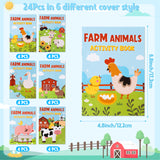 Zainpe Activity Coloring Books for Kids - 24Pcs Farm Animals Fun Game Book with Cows Chickens Duck Sheep Pattern Maze Crossword Dot to Dot Game Booklets Party Favors Supplies Goodie Bag Gift Filler