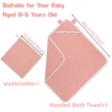 Zainpe Muslin Baby Hooded Towel & Washcloth Set Soft Absorbent Bath Towel Blanket with Cute Bear Ears Cotton Hand Towels Infant Shower Gifts for Newborn Essential Toddler Boys Girls 31.5 x 31.5 in