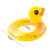 Zainpe Duck Inflatable Pool Float with Glitters Inflation Yellow Swimming Ring Summer Outdoor Water Lounge Inflatable Raft Tube Fun Beach Floaties Vinyl Swim Floaty Pool Toy for Kid Toddler Girl Boy