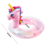 Zainpe Unicorn Inflatable Pool Float with Glitters Gradient Pink Inflation Swimming Ring Summer Outdoor Water Lounge Inflatable Raft Tube Fun Beach Floaties Vinyl Swim Floaty Pool Toy for Kids Toddler