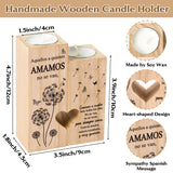 Zainpe Spanish Sympathy Candle Holders for Loss of Loved One, Wooden Heart Condolence Remembrance Keepsake Candlestick Table Decor for Mom Dad Grandma Friend, Spanish Memorial Bereavement Present
