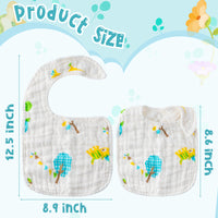 Zainpe 6Pcs Snap Muslin Cotton Baby Bibs Rabbit Blue Whale Spring Bibs with 6 Absorbent & Soft Layers Adjustable Burp Cloths for Infant Girls Boys Toddler Drooling Eating Teething Feeding 0-24 Months