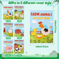 Zainpe Activity Coloring Books for Kids - 48Pcs Farm Animals Fun Game Book with Cows Chickens Duck Sheep Pattern Maze Crossword Dot to Dot Game Booklets Party Favors Supplies Goodie Bag Gift Filler