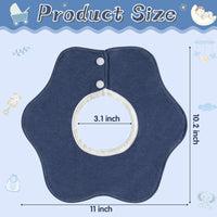 Zainpe 6Pcs 360° Rotate Baby Bibs Waterproof Snap Baby Bib Solid Colors Blue Orange Cotton Absorbent Feeding Burp Cloth for Unisex Newborn Infant 0-12 Months Boys Girls Drooling Teething Toddler