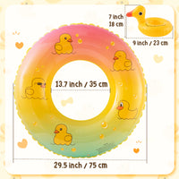 Zainpe Inflatable Duck Pool Float with Drink Holder, Yellow Inflation Swimming Ring Summer Outdoor Water Lounge Inflatable Raft Tube Fun Beach Floaties Vinyl Swim Floaty Pool Toys for Kids Adults