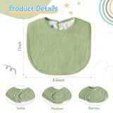 Zainpe 6Pcs Muslin Cotton Back Snap Baby Bibs Winter Christmas Blue Green Soft Waterproof Infant Bibs Adjustable Absorbent Saliva Towels for Boy Girl Newborn Toddler Feeding Teething  0-36 Months