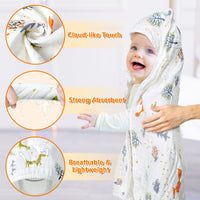 Zainpe 4Pcs Muslin Baby Hooded Towel & Washcloth Set Fox Pattern Soft Absorbent Cotton Bath Hood Towels for Newborn Toddlers Essentials Boys Girls Infant Shower Gift 31.5 x 31.5 in