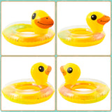 Zainpe Duck Inflatable Pool Float with Glitters Inflation Yellow Swimming Ring Summer Outdoor Water Lounge Inflatable Raft Tube Fun Beach Floaties Vinyl Swim Floaty Pool Toy for Kid Toddler Girl Boy