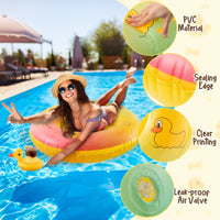 Zainpe Inflatable Duck Pool Float with Drink Holder, Yellow Inflation Swimming Ring Summer Outdoor Water Lounge Inflatable Raft Tube Fun Beach Floaties Vinyl Swim Floaty Pool Toys for Kids Adults