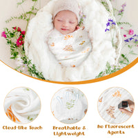 Zainpe 4Pcs Baby Muslin Swaddle Blankets & Washcloth Set Leaves Soft Breathable Swaddling Wrap Nursery Receiving Blankets for Boys Girls Newborn Essential Infant Registry Gifts 47.2” X 47.2”