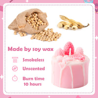 Zainpe Birthday Cake Candle Pink Handmade Natural Soy Wax & Cotton Wick Long Lasting Unscented Candles Room Aesthetic Decor Decorative Candle for Birthday Party Supplies Stylish Gift 2.4 x 2.4 In