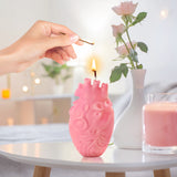 Zainpe Anatomical Heart Shaped Candle Gift Pine Fragrance Natural Soy Wax Handmade Aromatherapy Candle Home Aesthetic Decor Desk Decoration for House Bedroom Party Supplies Rose Pink 2.4 x 4.1 inches