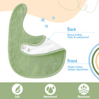 Zainpe 6Pcs Muslin Cotton Back Snap Baby Bibs Winter Christmas Blue Green Soft Waterproof Infant Bibs Adjustable Absorbent Saliva Towels for Boy Girl Newborn Toddler Feeding Teething  0-36 Months