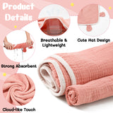 Zainpe Muslin Baby Hooded Towel & Washcloth Set Soft Absorbent Bath Towel Blanket with Cute Bear Ears Cotton Hand Towels Infant Shower Gifts for Newborn Essential Toddler Boys Girls 31.5 x 31.5 in