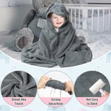 Zainpe 4Pcs Baby Animal Character Hooded Towel & Washcloth Set Grey Coral Fleece Soft Absorbent Cute Elephant Bath Towel Blanket Hand Towels Infant Shower Gifts for Newborn Toddler Essential