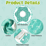 Zainpe 6Pcs 360° Rotate Baby Bibs Waterproof Snap Baby Bib Forest Bee Cotton Absorbent Feeding Burp Cloth for Unisex Newborn Infant 0-12 Months Boys Girls Drooling Teething Toddler