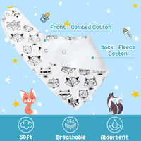 Zainpe 5Pcs Baby Bandana Cotton Drool Bibs Winter Christmas Tree Fox Soft Absorbent Infant Bib Adjustable Snaps Saliva Towels for Boys Girls Toddler Newborns Feeding Teething Drooling 0-36 Months