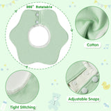 Zainpe 6Pcs 360° Rotate Baby Bibs Waterproof Snap Baby Bib Solid Colors Pink Orange Green Snap Cotton Absorbent Feeding Burp Cloth for Unisex Infant 0-12 Months Boys Girls Drooling Teething Toddler