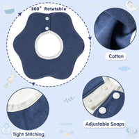 Zainpe 6Pcs 360° Rotate Baby Bibs Waterproof Snap Baby Bib Solid Colors Blue Orange Cotton Absorbent Feeding Burp Cloth for Unisex Newborn Infant 0-12 Months Boys Girls Drooling Teething Toddler