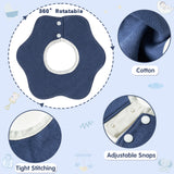 Zainpe 6Pcs 360° Rotate Baby Bibs Waterproof Snap Baby Bib Solid Colors Blue Orange Cotton Absorbent Feeding Burp Cloth for Unisex Newborn Infant 0-12 Months Boys Girls Drooling Teething Toddler